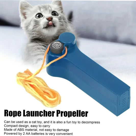 Unleash the fun with our Electric Rope Launcher Propeller Toy - Compact, great for cats (batteries not included)