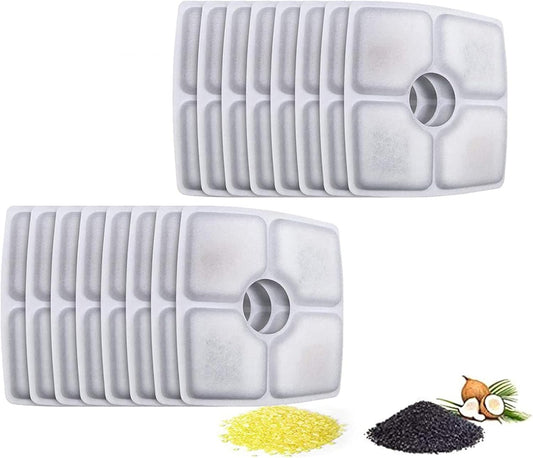 Pet Fountain Filters Replacement for 84Oz/2.5L Automatic Cat Water Fountain Dog Water Dispenser, Ion Exchange Resin and Coconut Activated Carbon Replacement Filter for Cat&Dog Water Fountain